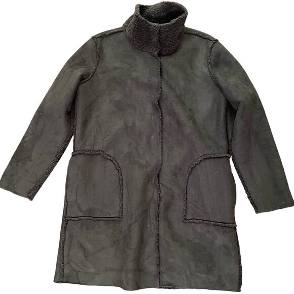 Tribal women's dark green suede leather feeling sherpa lined fall coat B13 - Picture 1 of 5